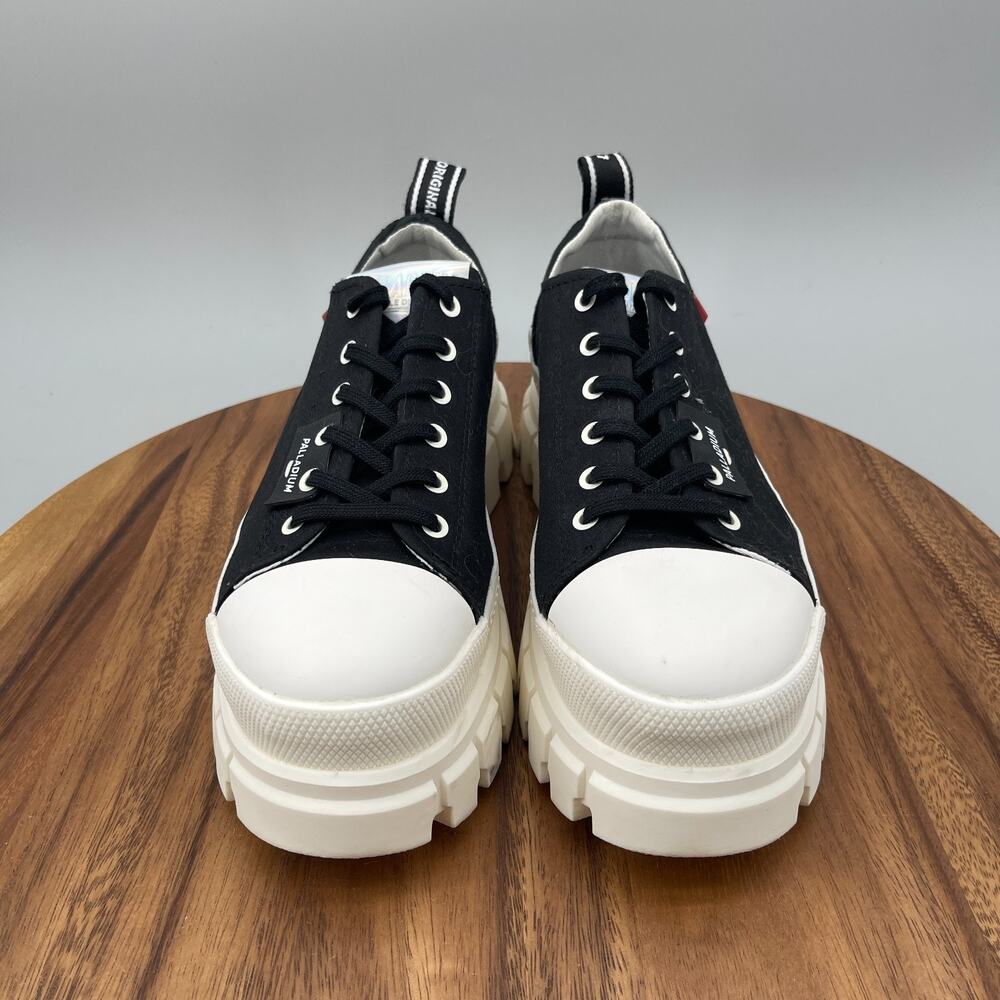 Palladium Revolt LO TX Shoes Womens Size 8 Black Marshmallow Platform Sneakers - Picture 2 of 9